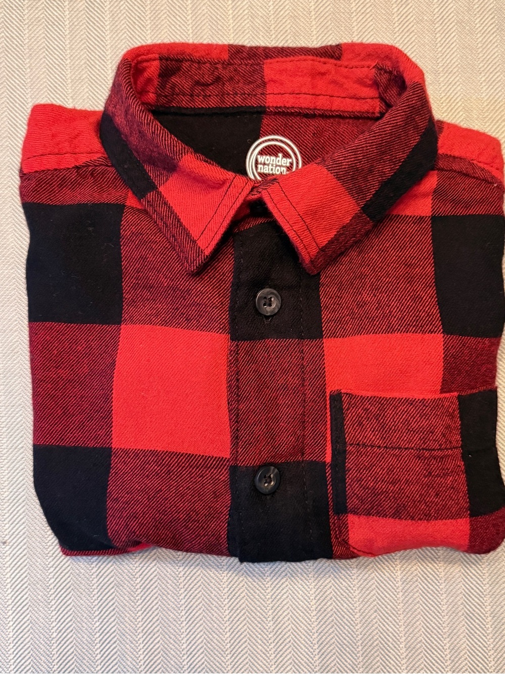 Wonder Nation Kids Red & Black Buffalo Plaid Flannel Shirt – XS 4/5